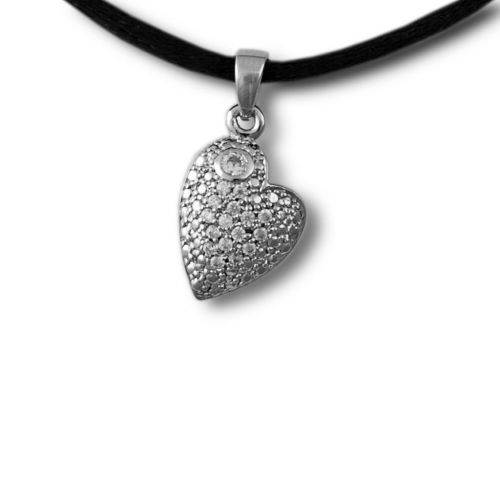 Flowered Heart Cremation Necklace Pendant - Sterling Silver -  - P16-403
