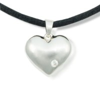 Sparkling Heart Cremation Urn Pendant - Sterling Silver