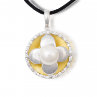 Flower Cremation Urn Necklace with Pearl