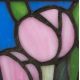 Pink Tulip Stained Glass Cremation Keepsake Candle Holder -  - KL-1005C