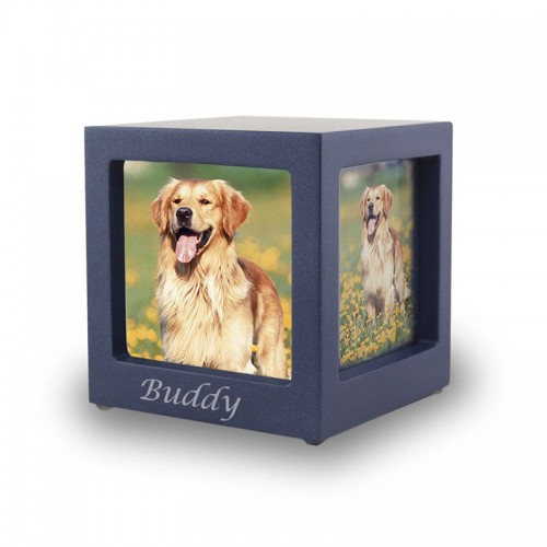 Navy Photo Cube Cremation Urn - Extra Small - - CMPC17-25 Navy Photo Cube Cremation Urn - Extra Small - - CMPC17-25