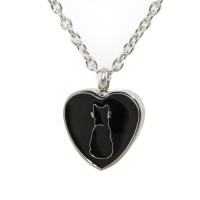 Cremation Urn Necklace - Black Cat Silhouette