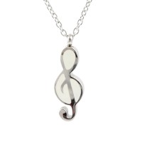 Silver Cremation Urn Necklace - Treble Clef