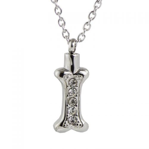 Stainless Steel Cremation Necklace - Crystal Bone -  - TB-P1268