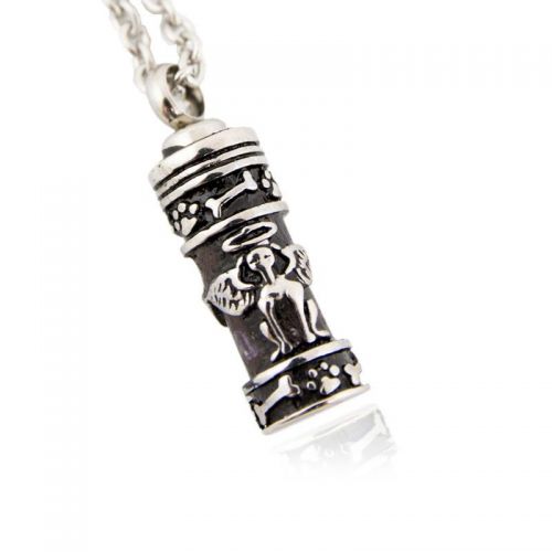Carved Cylinder Cremation Pendant - Stainless Steel -  - TKB-P1488