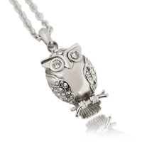 Owl Cremation Urn Pendant - Stainless Steel
