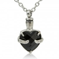 Obsidian Heart Cremation Urn Necklace for Ashes