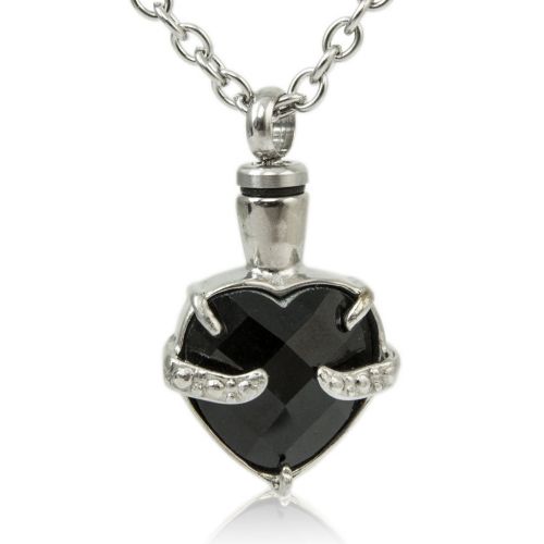 Obsidian Heart Cremation Necklace for Ashes -  - TRU-P0694C