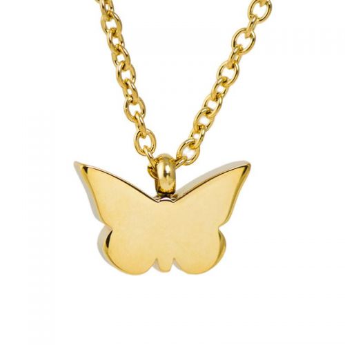 Golden Butterfly Stainless Steel Cremation Necklace -  - TRU-P0885