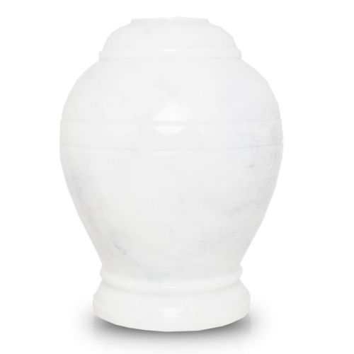 Ringed White Marble Cremation Urn - Large -  - UR1101-WH