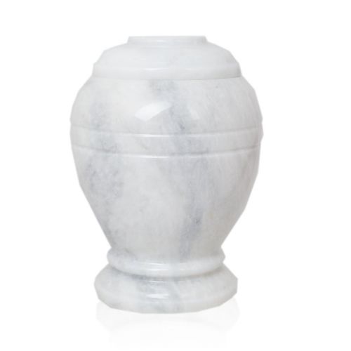 Ringed White Marble Cremation Urn - Extra Small -  - UR2101-WH