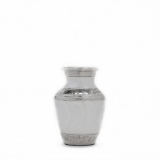 Enamel White Ripple Cremation Urn - Keepsake