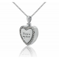 Always Steel Heart Creamtion Cremation Chamber Necklace With White Stones