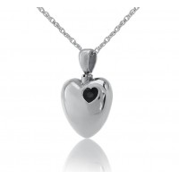 Love Heart Black Stone Stainless Keepsake Cremation Urn