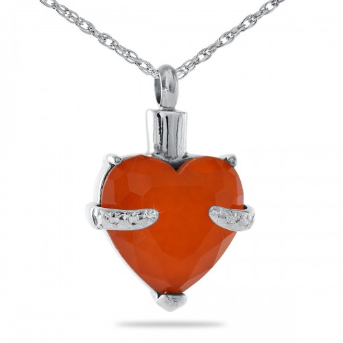 Orange Crystal Heart Steel Keepsakes -  - 33481