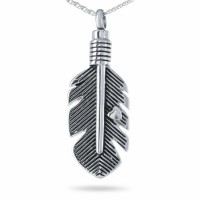Stainless Delicate Feather Keepsake Cremation Urn
