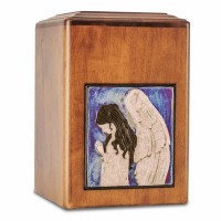 Raku Wood Angel Cremation Urn