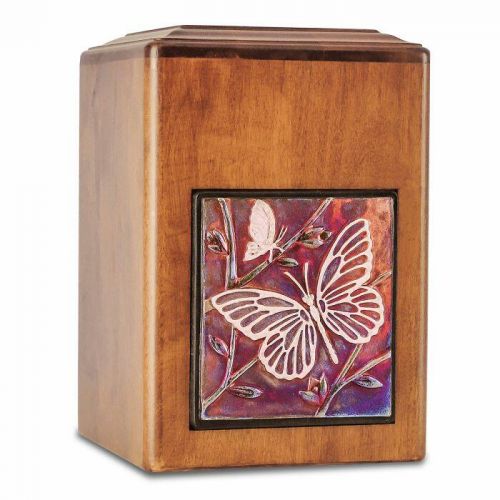 Raku Wood Butterfly Cremation Urn -  - 33535