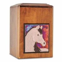 Raku Wood Horse Cremation Urn