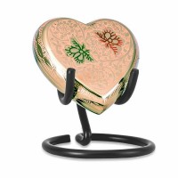 Butterflies Pink Brass Heart Keepsake Cremation Urn