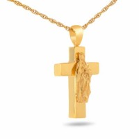 Mother Mary Steel Gold Cross Keepsake Cremation Urn