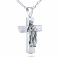 Mary's Cross Steel Keepsake Cremation Urn