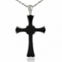 Mens Black Cross Keepsake Cremation Urn Pendant