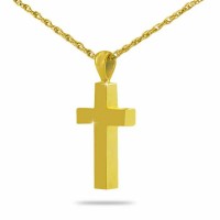 Steel Gold Cross Cremation Urn Pendant