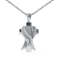 Angel Wings Cross Silver Keepsake Cremation Pendant Jewelry