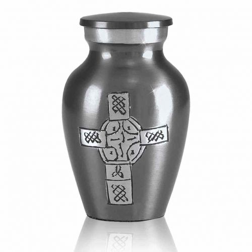 Ashen Celtic Cross Keepsake Cremation Urn -  - 60099