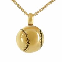 Baseball Fanatic Gold Pendant Cremation Jewelry