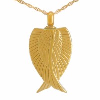 Cherished Angel Wings Gold Cremation Urn Pendant