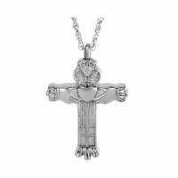 Silver Claddagh Cross Pendant Cremation Urn