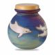 Colorful Dolphins Raku Cremation Urn - Lid Engraving -  - 3765