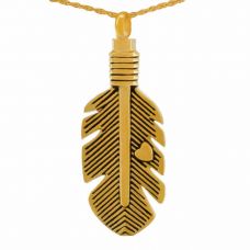 Delicate Feather Gold Keepsake Cremation Jewelry Necklace