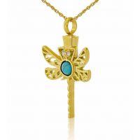 Dragonfly with Blue Stone Keepsake Necklace