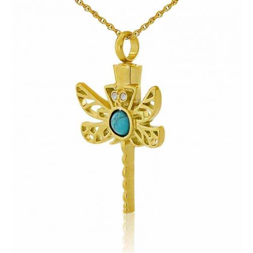Dragonfly with Blue Stone Keepsake Necklace -  - 22719