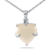 White Crystal Silver Pendant Cremation Urn