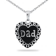 Silver Dad Heart Necklace Cremation Keepsake