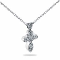Elegant Cross Silver Keepsake Cremation Chamber Jewelry Necklace