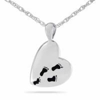 Footprints Prayer Pendant Cremation Chamber Jewelry Necklace