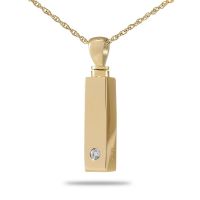 Gold Bar Crystal Keepsake Necklace Pendant Cremation Jewelry