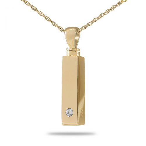 Gold Bar Crystal Keepsake Necklace Pendant Cremation Jewelry -  - 21052
