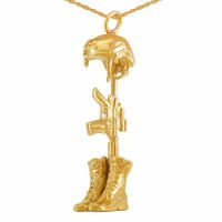 Gold Battlecross Pendant Cremation Jewelry Necklace