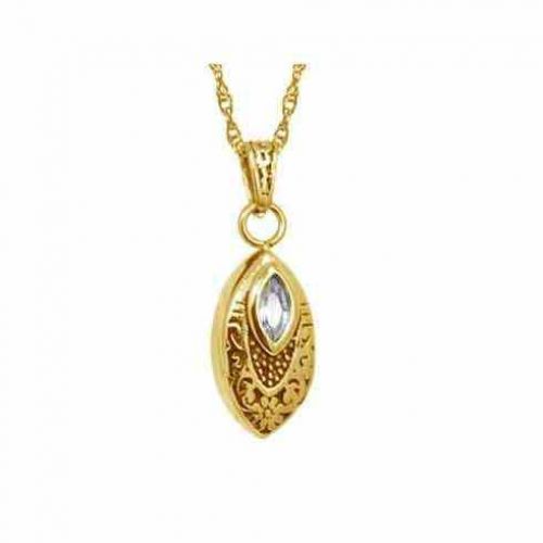Gold Crystal Charm Pendant Cremation Chamber Jewelry Necklace -  - 44281