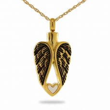 Gold Heart of an Angel Pendant Cremation Urn