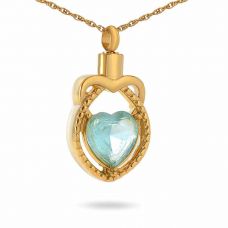 Gold Ocean Heart Pendant Cremation Chamber Jewelry Necklace