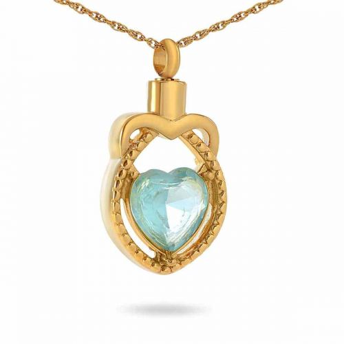 Gold Ocean Heart Pendant Cremation Chamber Jewelry Necklace -  - 90063