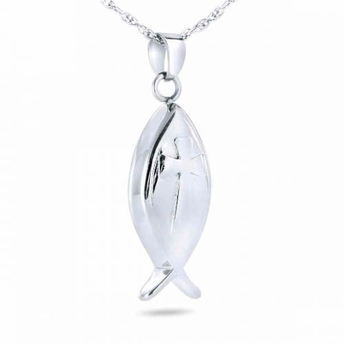 Ichthus Fish Pendant Cremation Chamber Jewelry Necklace -  - 80026