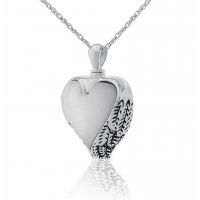 Mother of Pearl Heart Silver Pendant Pendant Cremation Jewelry
